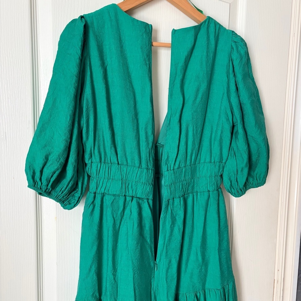 Billy J Green Puff Sleeve Flowy Midi Dress, 8 - Picture 6 of 16